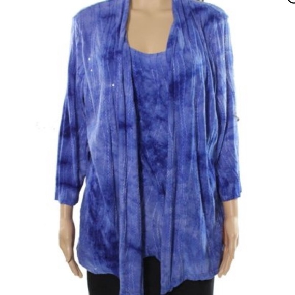Blue Marled Open Front top - Picture 1 of 6